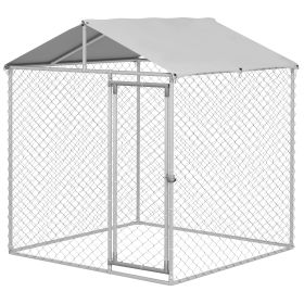 6.6' x 6.6' x 7.8' Dog Kennel Outdoor for Small Medium Dogs with Waterproof Roof, Silver