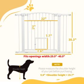 Extra Wide Walk Through Dog Gate W Cat Door, 3-Inch & 5.5-Inch Extension Kits