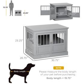 PawHut Wooden Dog Crate End Table, Dog Crate Furniture With Triple Doors, Puppy Crate For Small Dogs Indoor Use, Dark Gray