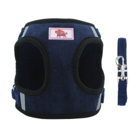 Harness and dog leash set (Specification (L * W): XS, colour: Dark Blue)