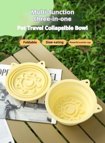 3-in-1 Pet Travel Collapsible Bowl Foldable Slow-Feeder With Strong Suction Cups  Portable Silicone Dog Bowl with Hook for Hanging on Collar/Back (Color: Pink, size: 650ml)